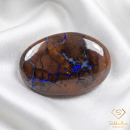 Natural Australian Winton Matrix Boulder Opal | 39.93 Carat Rectangle Cabochon | Electric Blue Vein Collector Gemstone