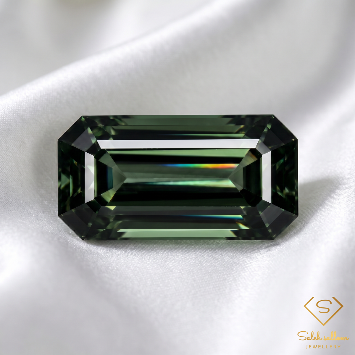 Natural Unheated Green Tourmaline | 1.37 Carat Emerald Cut Mozambique Gemstone | Deep Forest Green Collector Stone