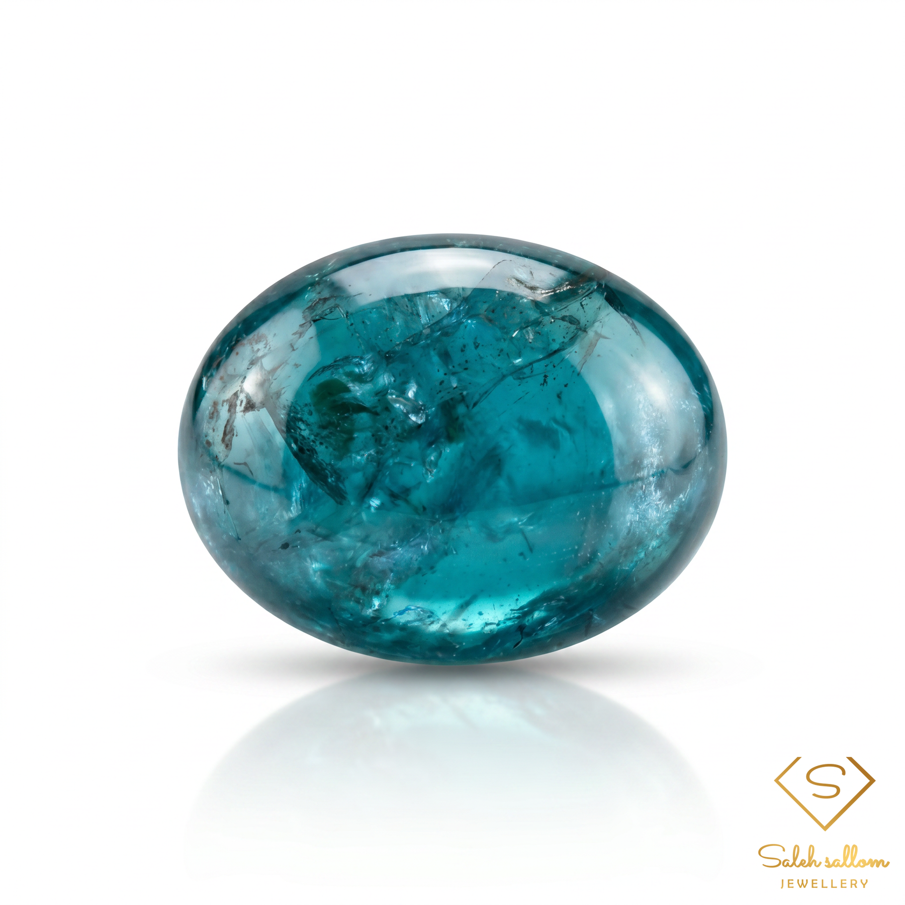 Natural Cat’s Eye Apatite | 3.12 Carat Oval Cabochon | Unheated Greenish Blue Apatite Gemstone