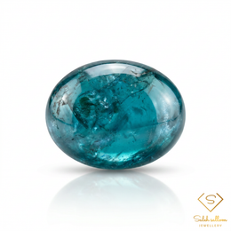 Natural Cat’s Eye Apatite | 3.12 Carat Oval Cabochon | Unheated Greenish Blue Apatite Gemstone