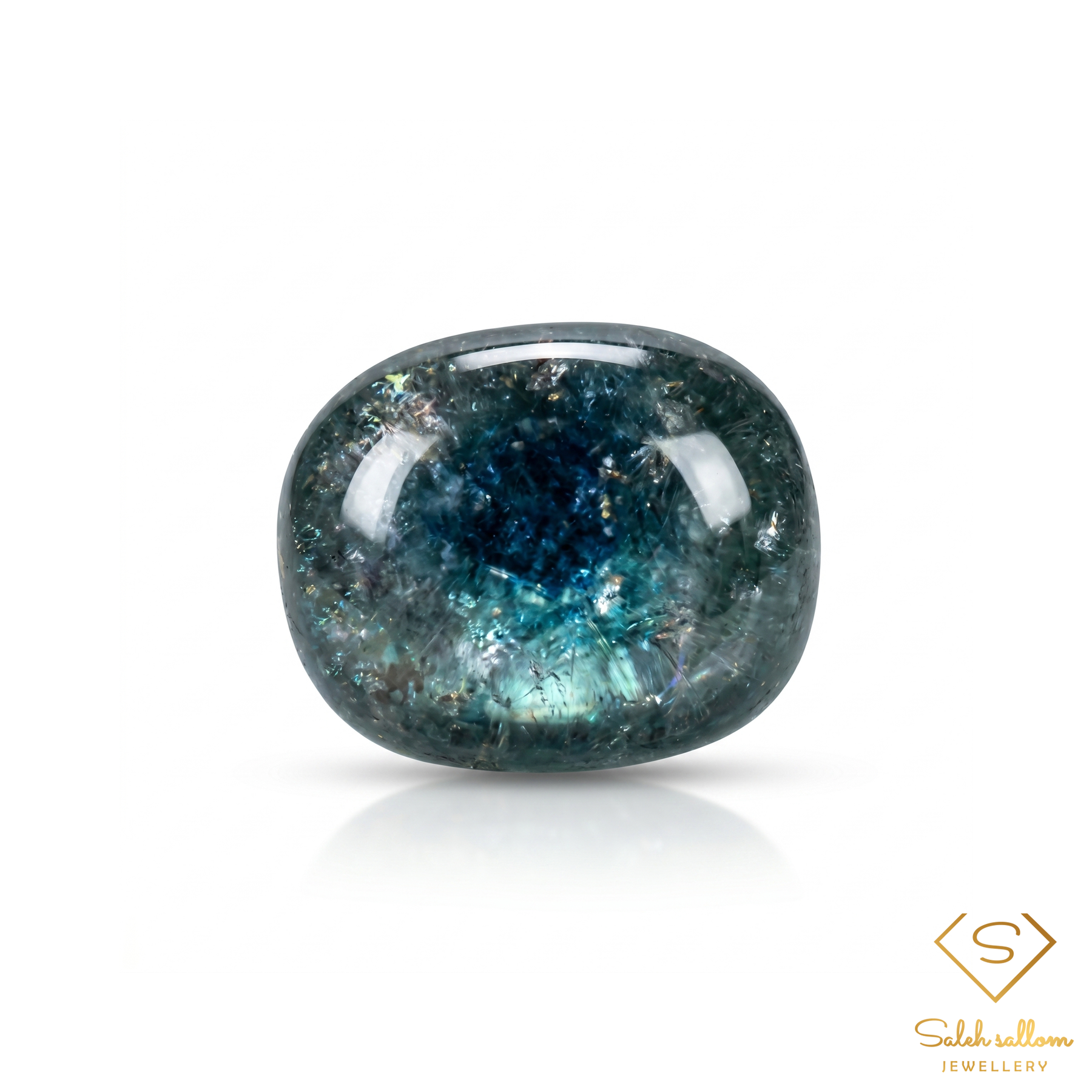 Natural Blue & Green Tourmaline Cabochon | 3.10 Carat Cushion Cut | Mozambique Bi-Color Tourmaline