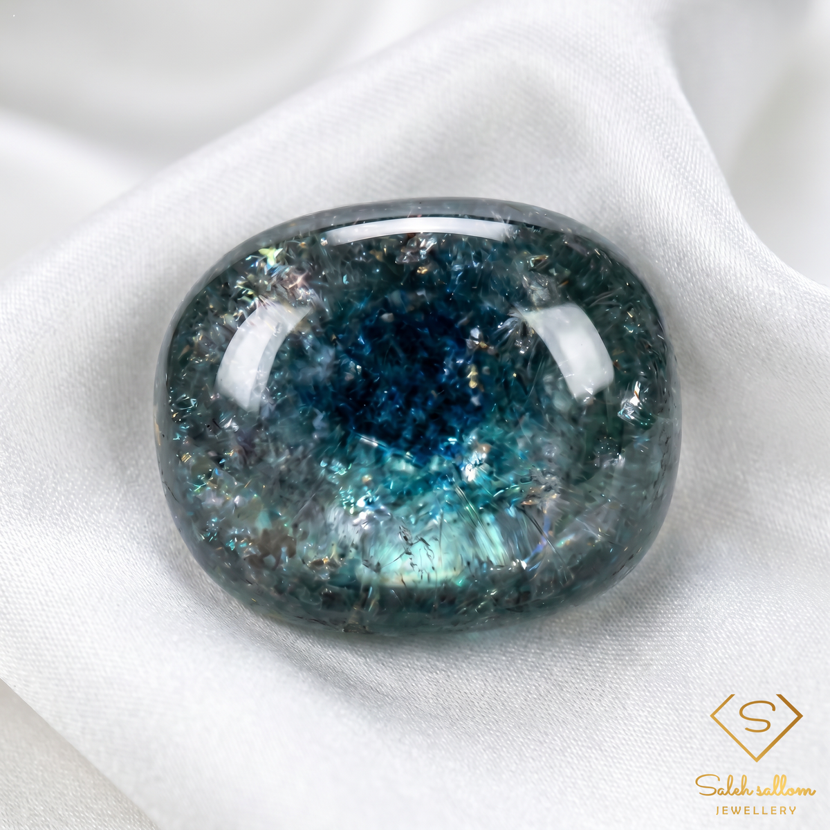 Natural Blue & Green Tourmaline Cabochon | 3.10 Carat Cushion Cut | Mozambique Bi-Color Tourmaline