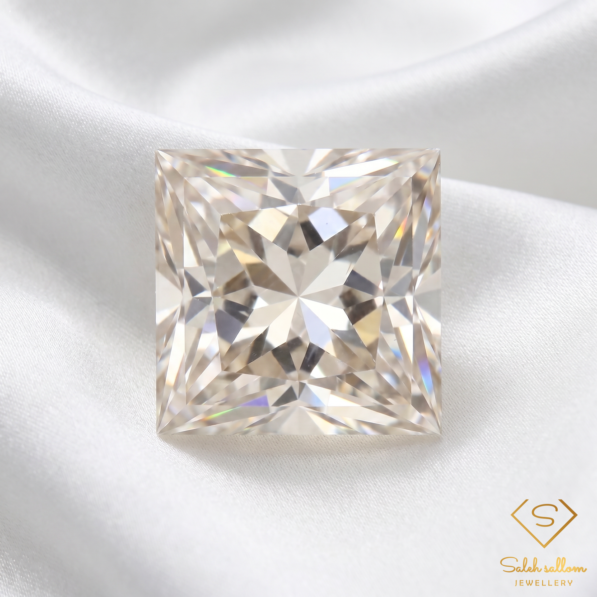 Natural Champagne Topaz | 4.20 Carat Princess Cut | Unheated Square Gemstone