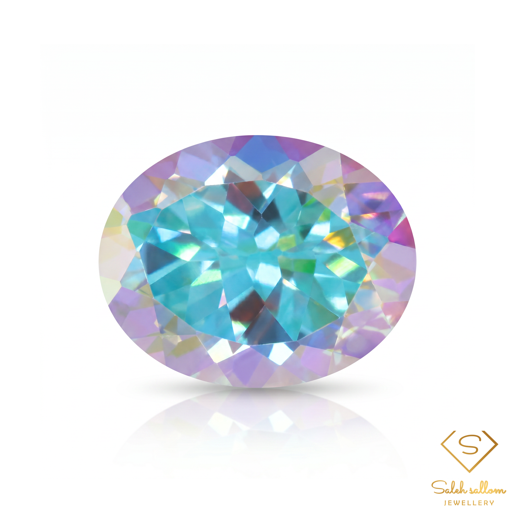 Natural Mystic Topaz | 3.00 Carat Oval Cut Gemstone | Multi-Color Coated Collector Stone