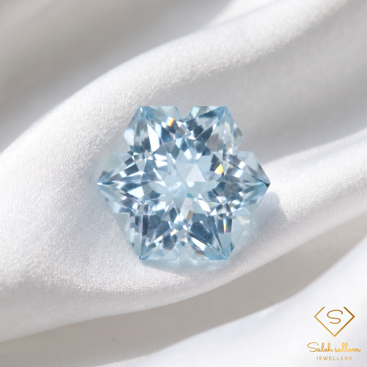 Natural Sky Blue Topaz Snowflake Cut | 3.31 Carat Brazilian Topaz | Precision Fantasy Cut Collector Gemstone