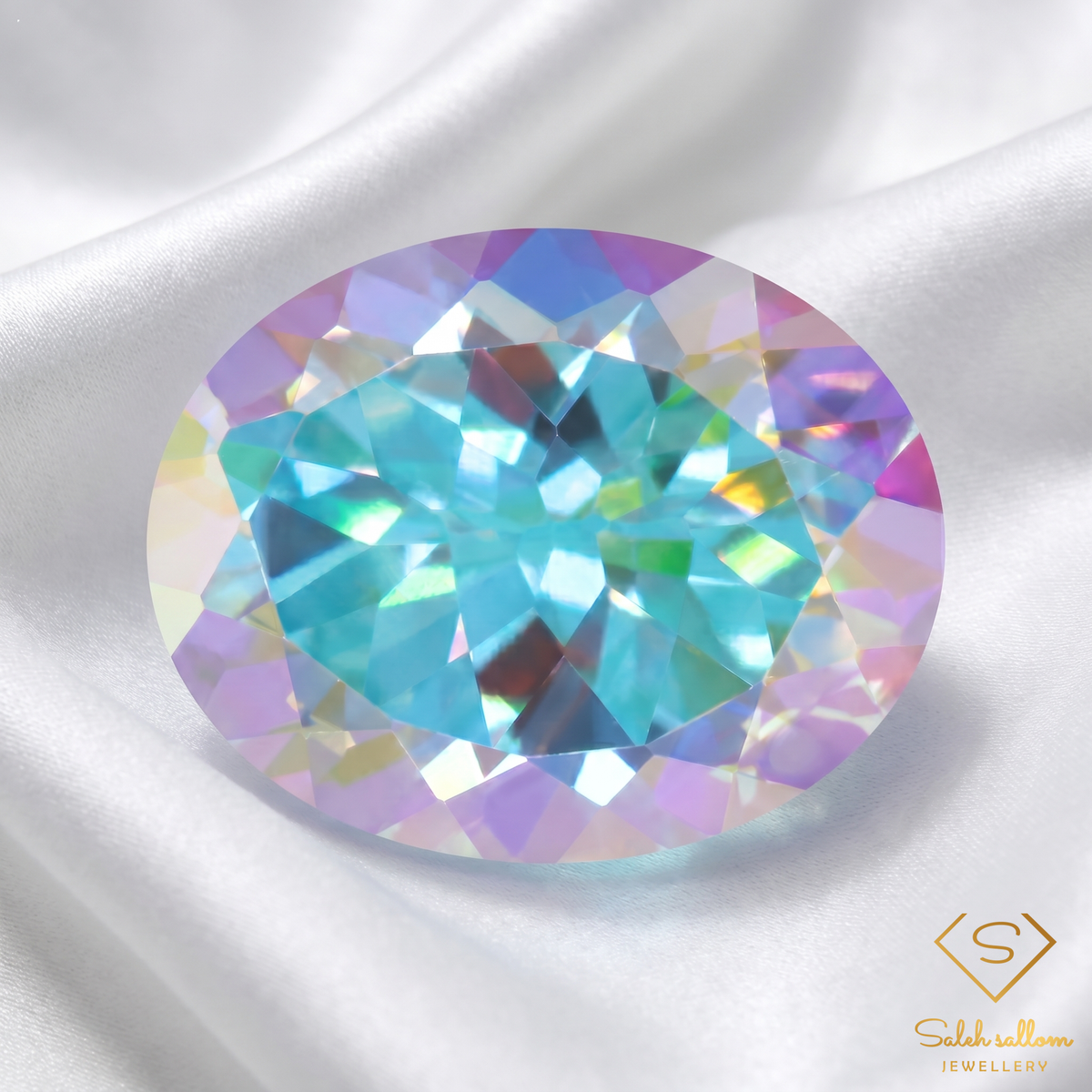 Natural Mystic Topaz | 3.00 Carat Oval Cut Gemstone | Multi-Color Coated Collector Stone