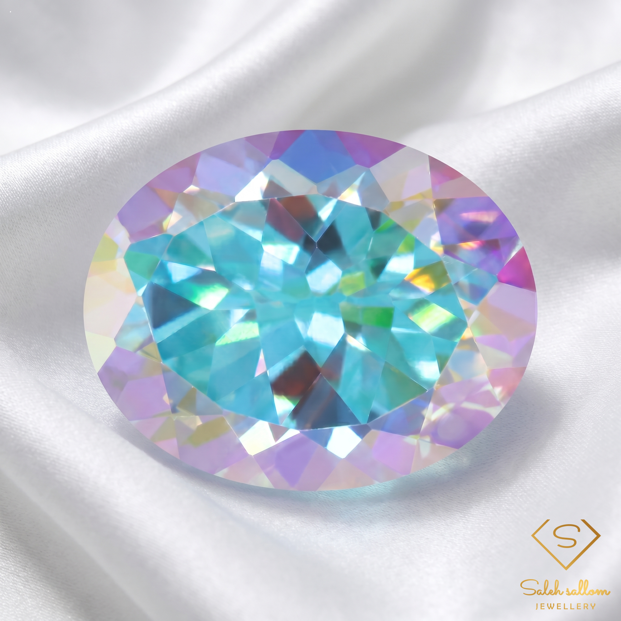 Natural Mystic Topaz | 3.55 Carat Oval Cut Gemstone | Multi-Color Coated Collector Stone Secondary image