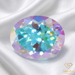 Natural Mystic Topaz | 3.16 Carat Oval Cut Gemstone | Multi-Color Coated Collector Stone