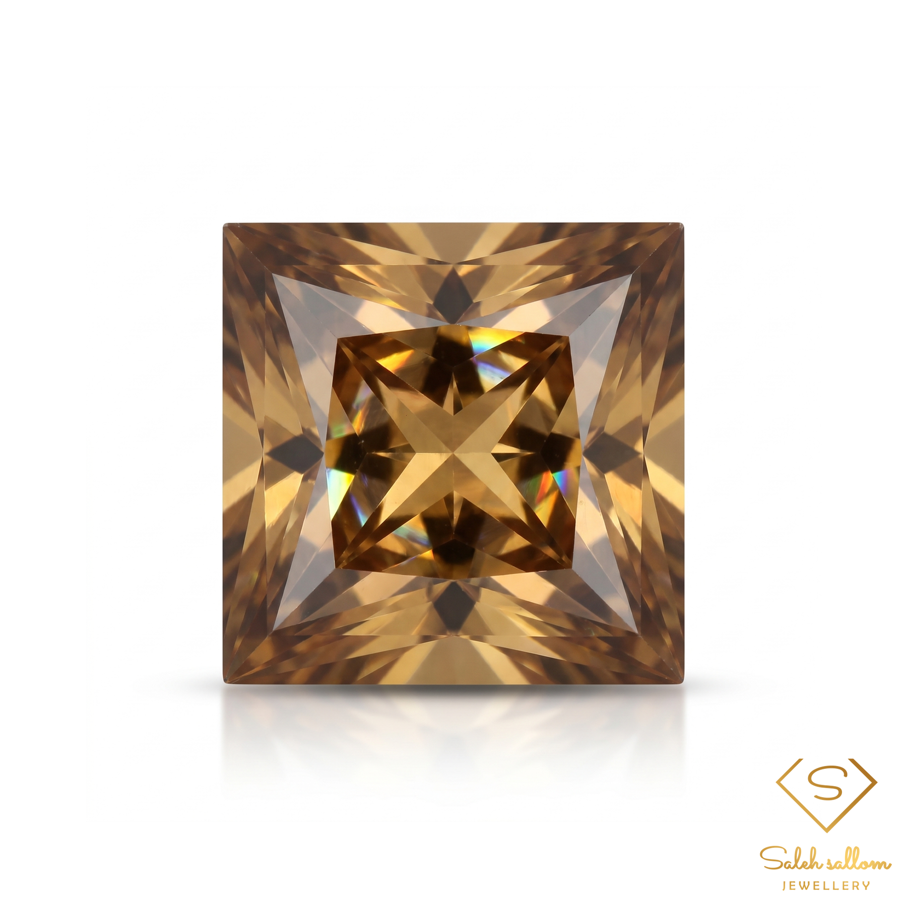Natural Champagne Topaz | 5.48 Carat Princess Cut Brazilian Topaz | Precision Square Cut Collector Gemstone