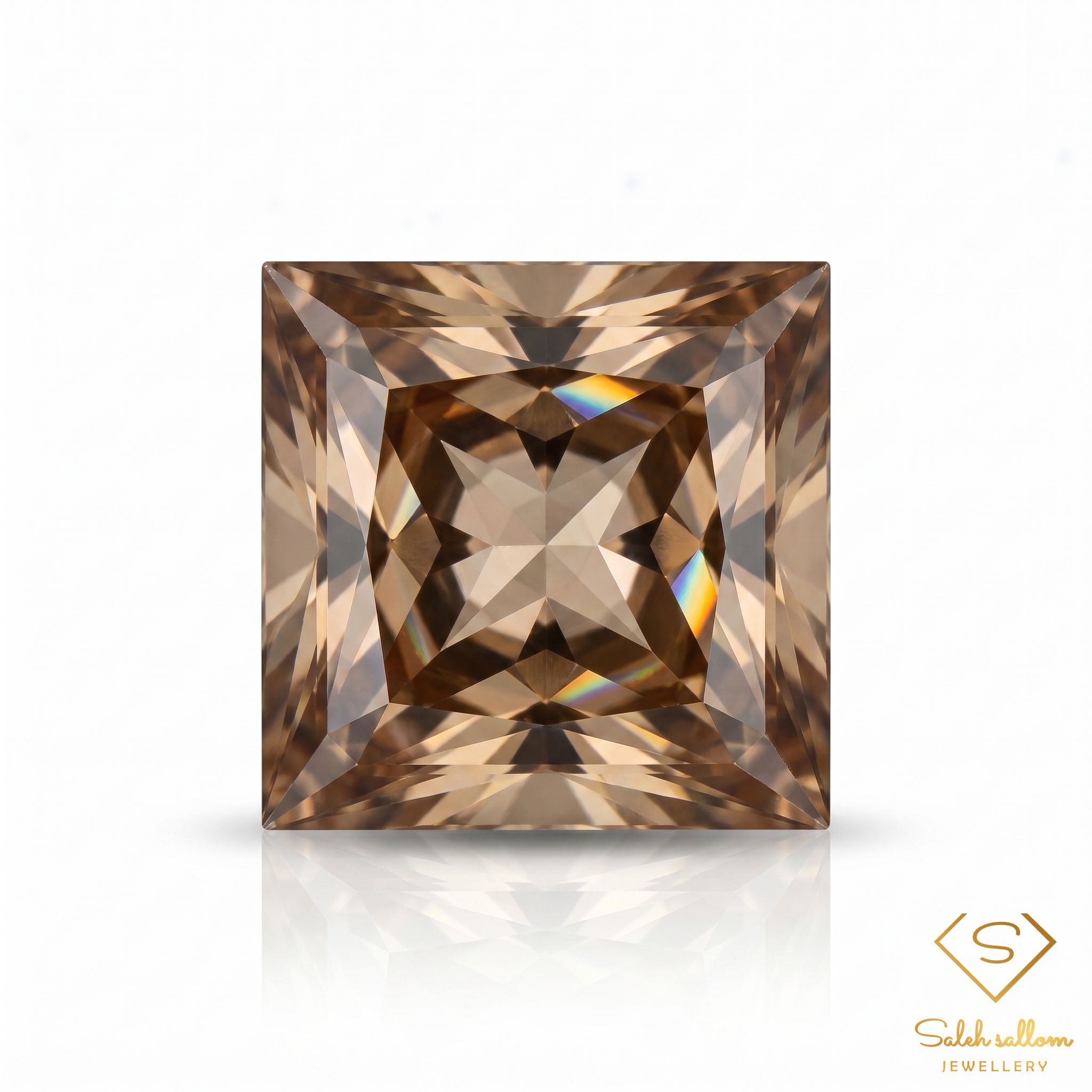 Natural Champagne Topaz | 4.01 Carat Princess Cut Brazilian Topaz | Precision Square Cut Collector Gemstone Main image