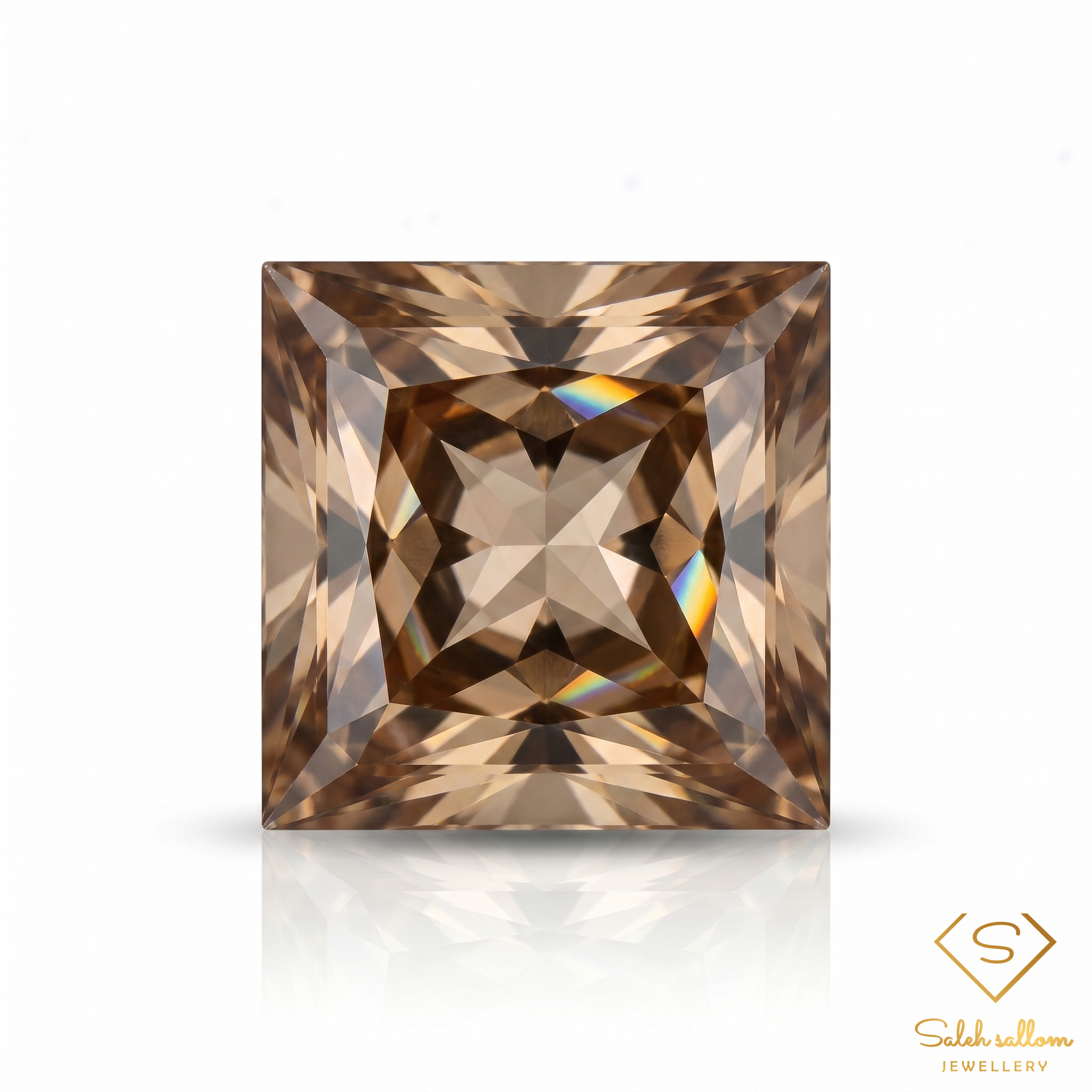 Natural Champagne Topaz | 4.01 Carat Princess Cut Brazilian Topaz | Precision Square Cut Collector Gemstone
