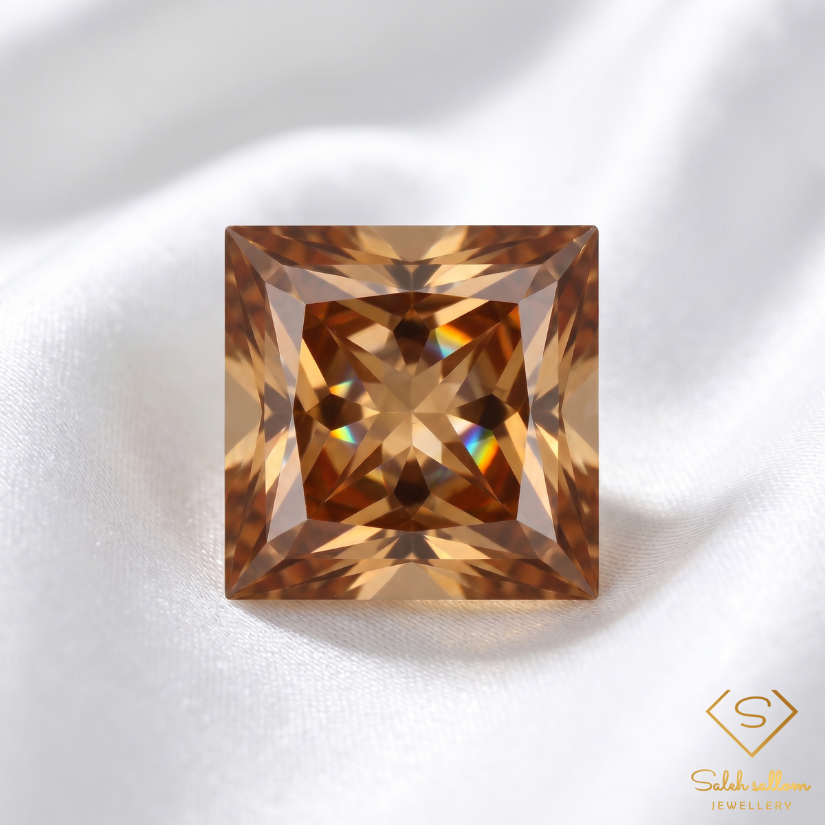 Natural Champagne Topaz | 4.12 Carat Princess Cut Brazilian Topaz | Vivid Golden Champagne Gemstone
