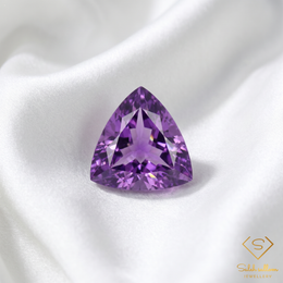Natural Unheated Purple Amethyst Trillion Cut | 29.72 Carat Fine Amethyst Gemstone | Collector Quality Uruguay Stone