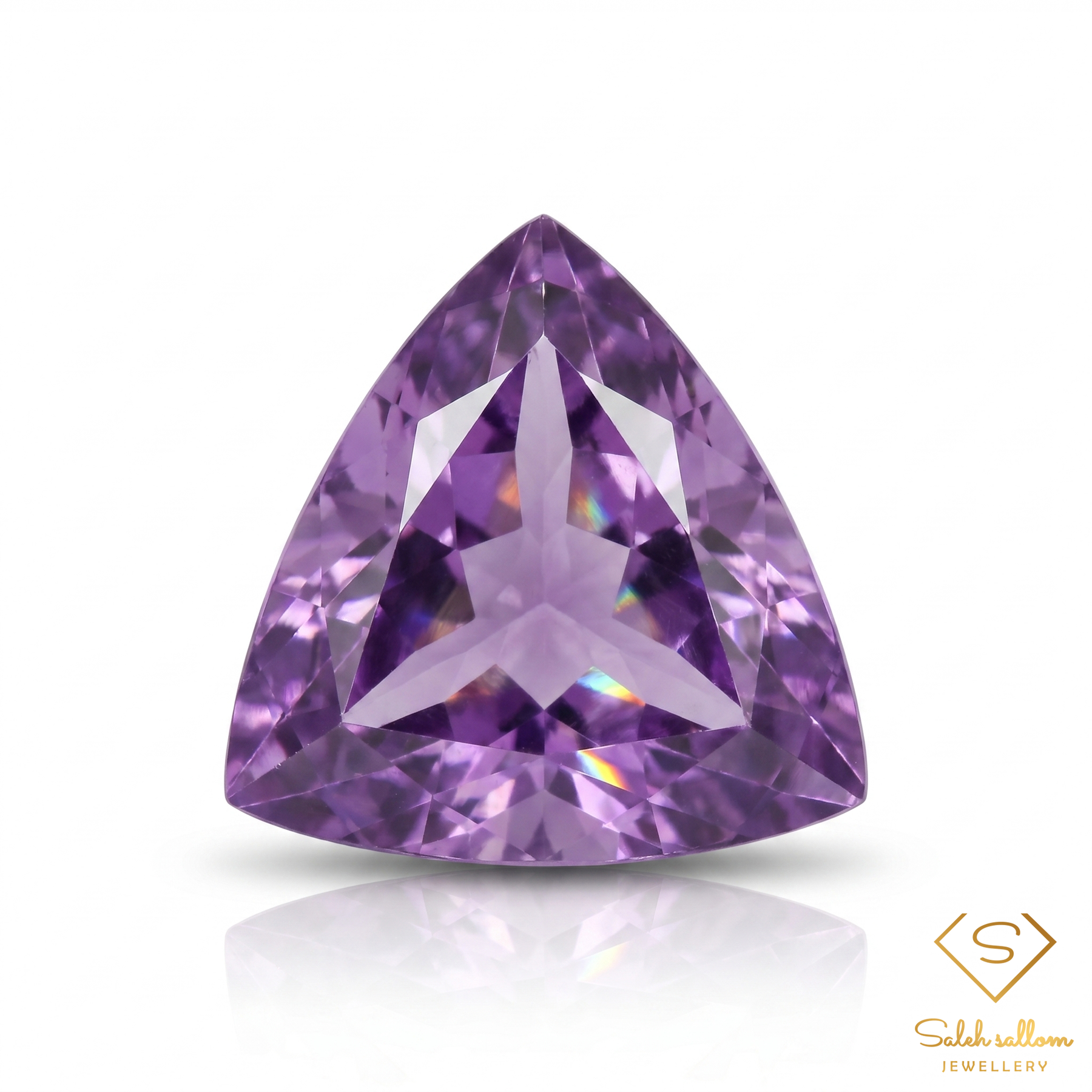 Natural Unheated Purple Amethyst Trillion Cut | 19.29 Carat Precision Trillion Amethyst | Collector Gemstone