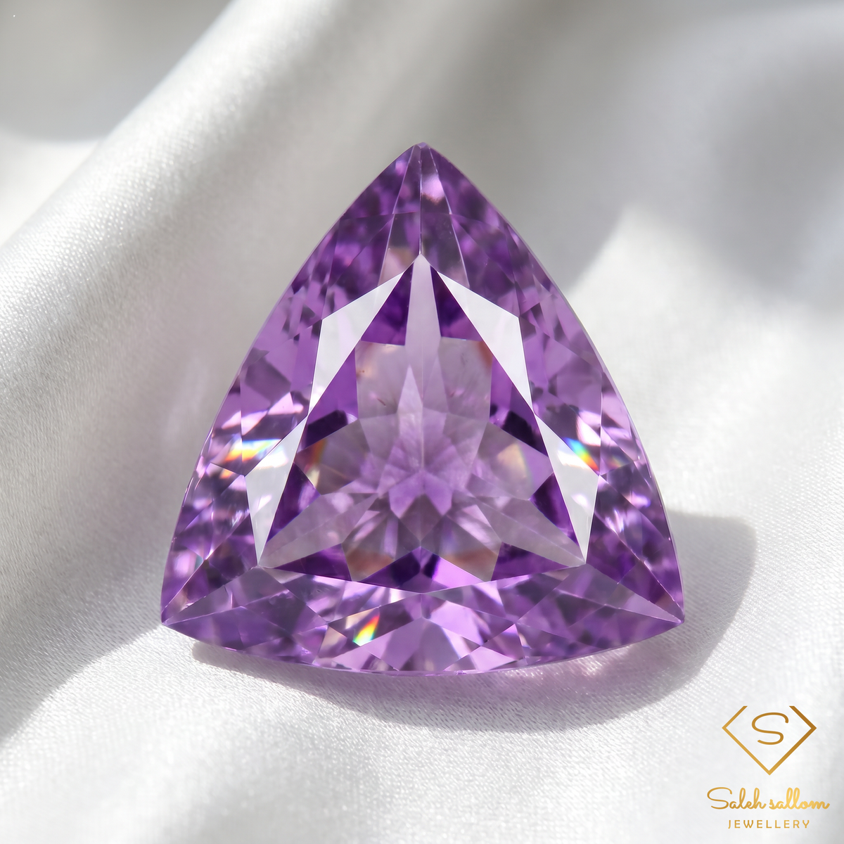 Natural Unheated Purple Amethyst Trillion Cut | 19.29 Carat Precision Trillion Amethyst | Collector Gemstone