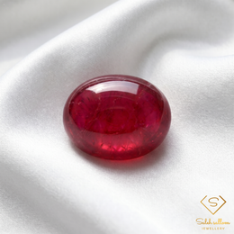 Natural Reddish Pink Sapphire Cabochon | 6.95 Carat Oval Cabochon Sapphire | African Origin | Heated & Glass-Filled Gemstone