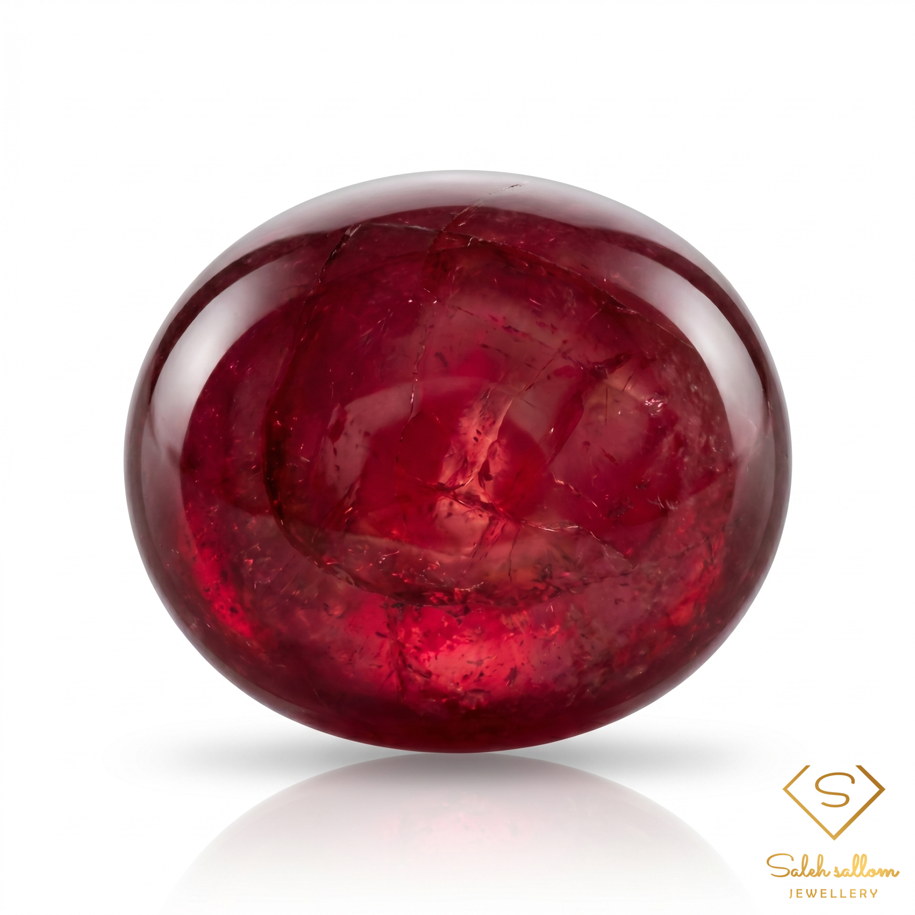 Natural 6-Ray Star Ruby Cabochon | 5.41 Carat Purplish Red Star Ruby | Oval Cabochon Gemstone