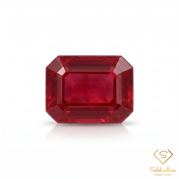 Natural Purplish Red Ruby | 0.88 Carat Emerald Cut Ruby | Elegant Rectangular Step-Cut Gemstone
