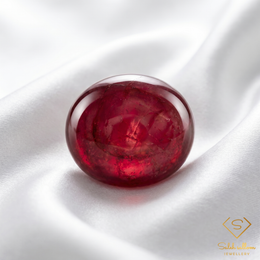 Natural 6-Ray Star Ruby Cabochon | 5.41 Carat Purplish Red Star Ruby | Oval Cabochon Gemstone