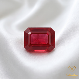 Natural Purplish Red Ruby | 0.88 Carat Emerald Cut Ruby | Elegant Rectangular Step-Cut Gemstone