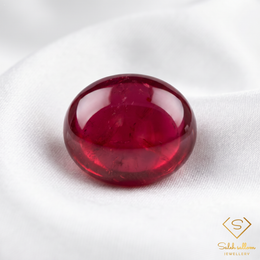 Natural Purplish Red Ruby Cabochon | 3.27 Carat Oval Ruby | Rich Transparent Red Gemstone