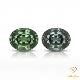 Natural Green Sapphire Pair | 0.79 Total Carat Oval Cut Matching Gemstones | Untreated Sapphire Pair