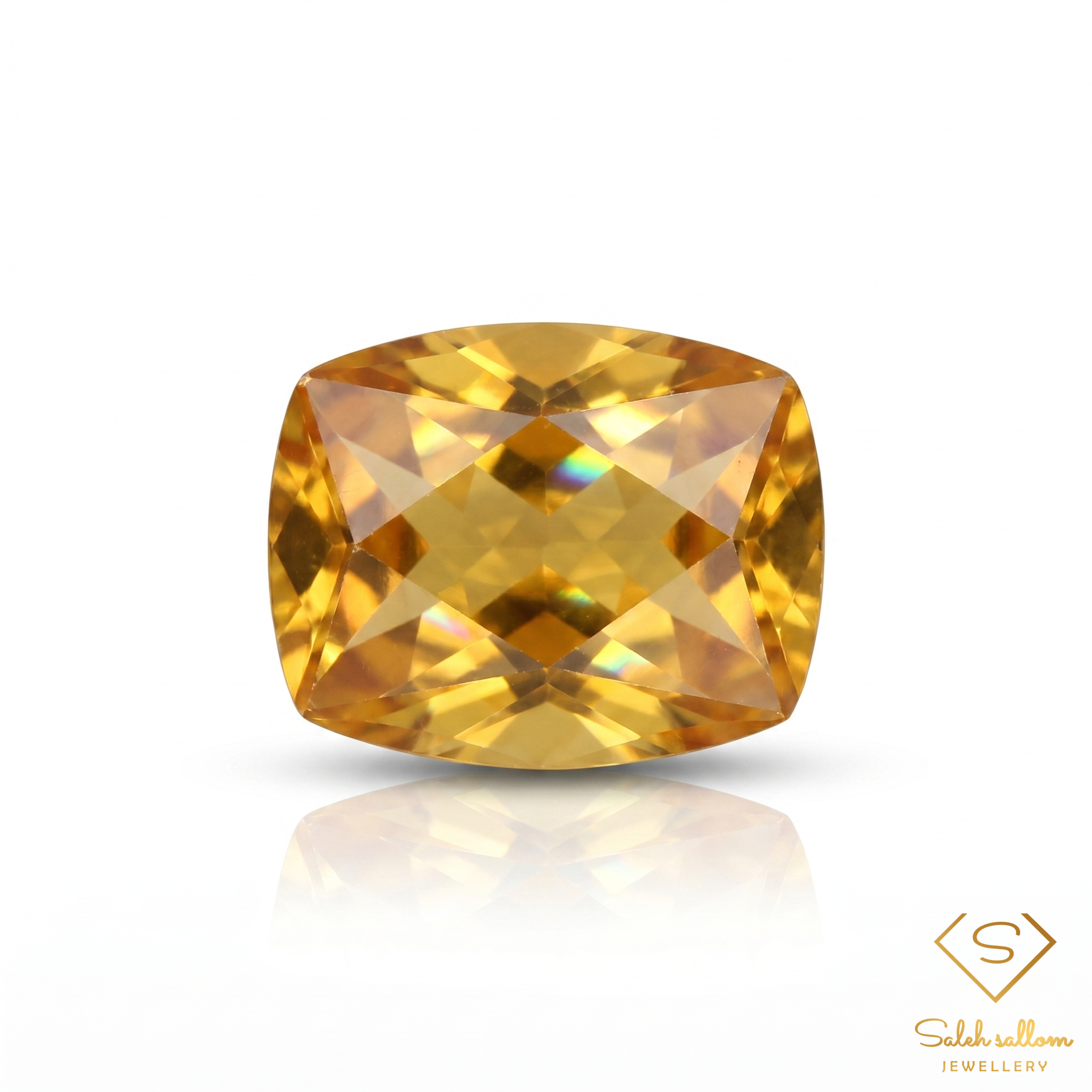 Natural Citrine | 2.52 Carat Cushion Cut | Golden Yellow Precious Gemstone