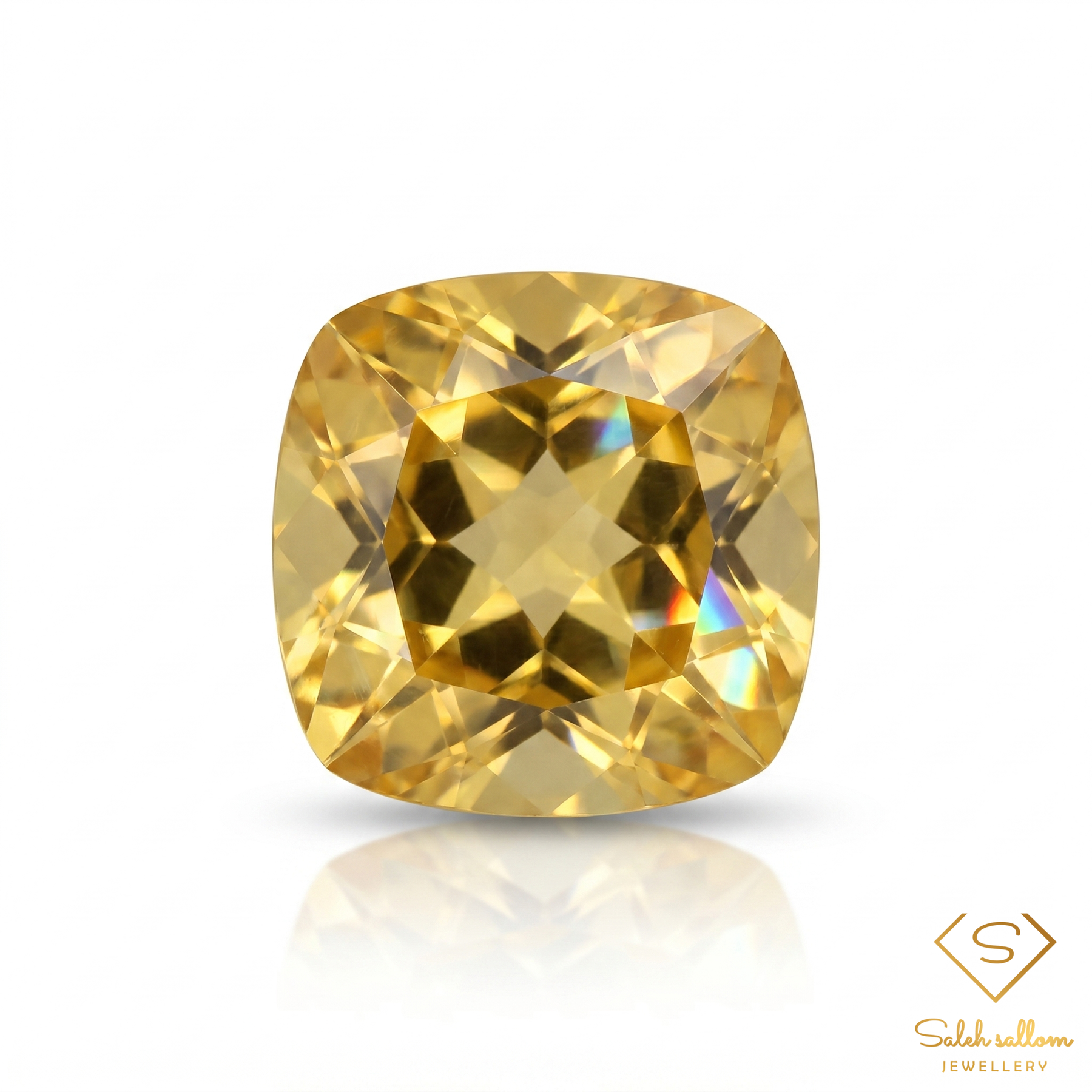 Natural Citrine | 1.72 Carat Cushion Cut | Golden Yellow Citrine Gemstone
