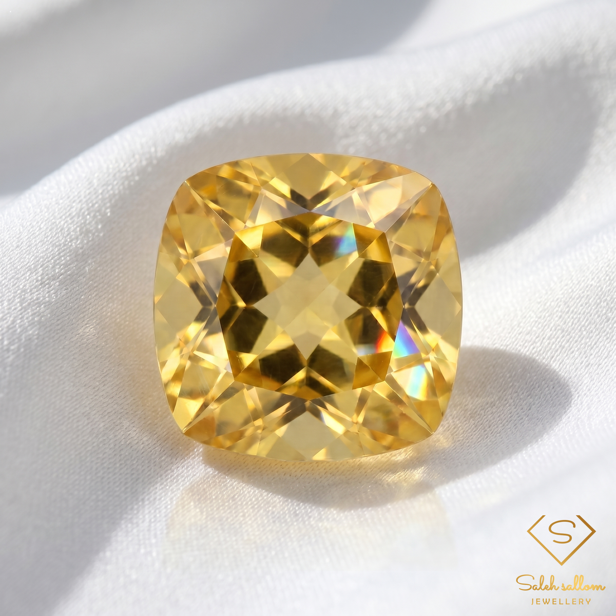Natural Citrine | 1.72 Carat Cushion Cut | Golden Yellow Citrine Gemstone