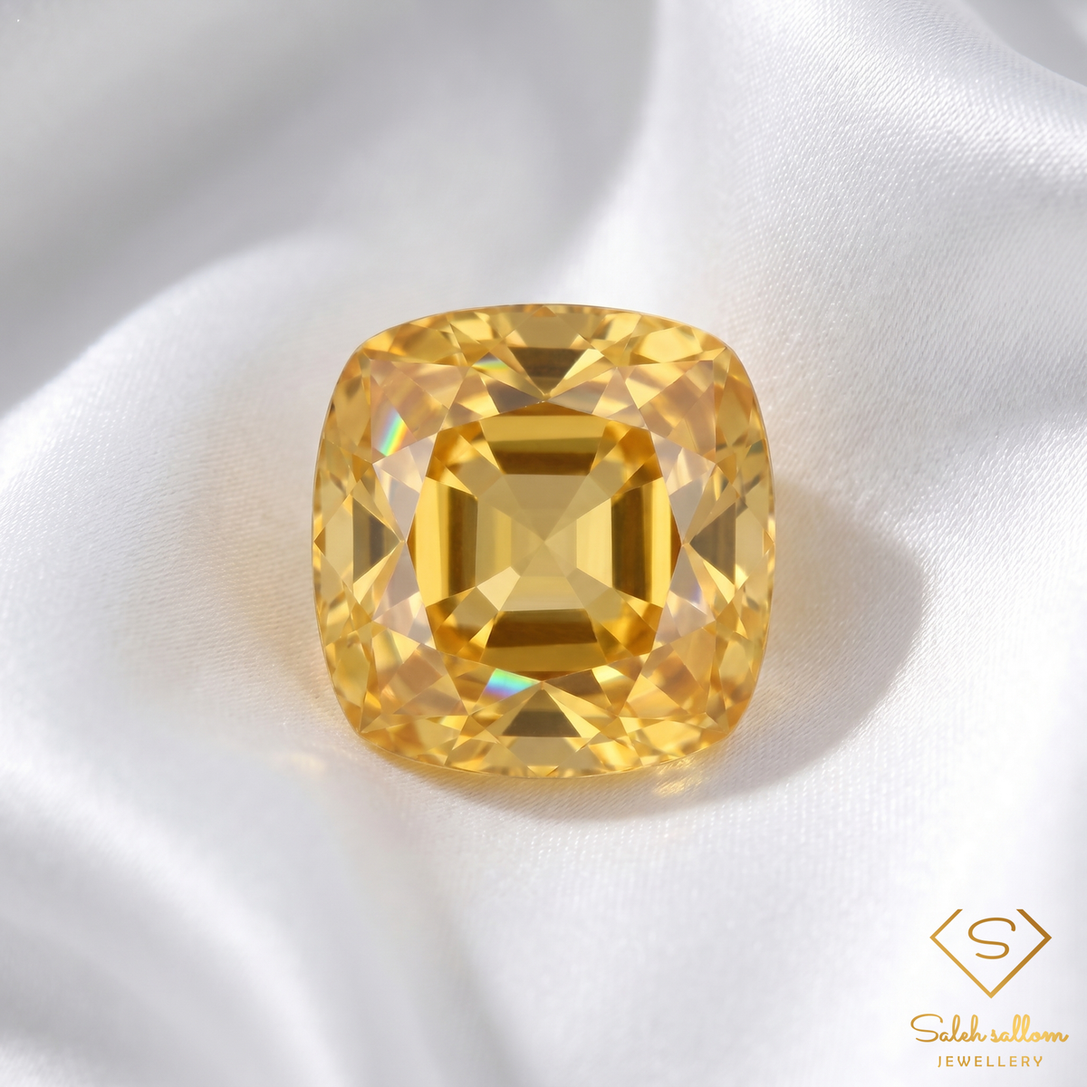 Natural Citrine | 1.38 Carat Cushion Cut | Vibrant Golden Yellow Citrine Gemstone