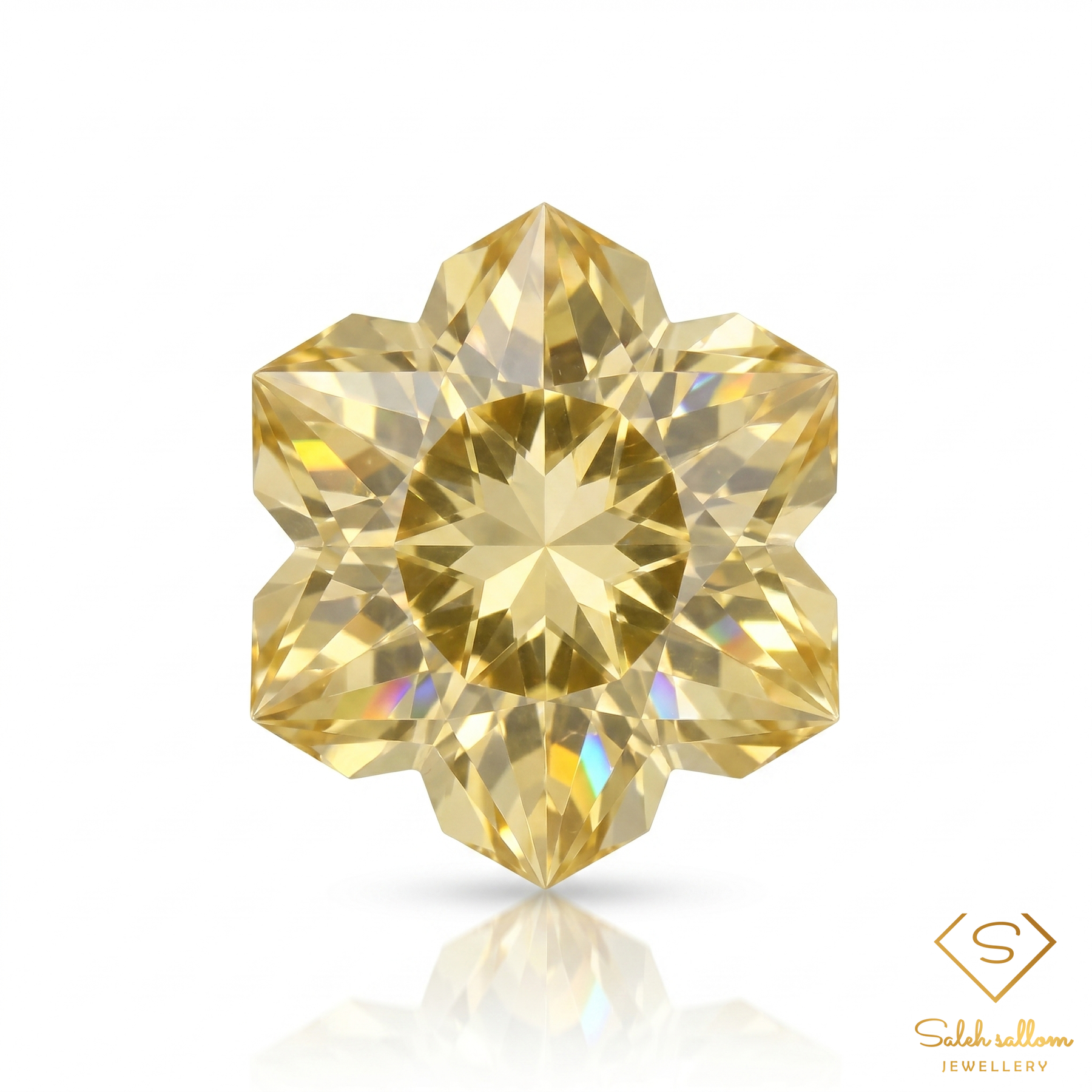 Natural Citrine | 1.97 Carat Custom Snowflake Fantasy Cut | Precision Artistic Golden Citrine