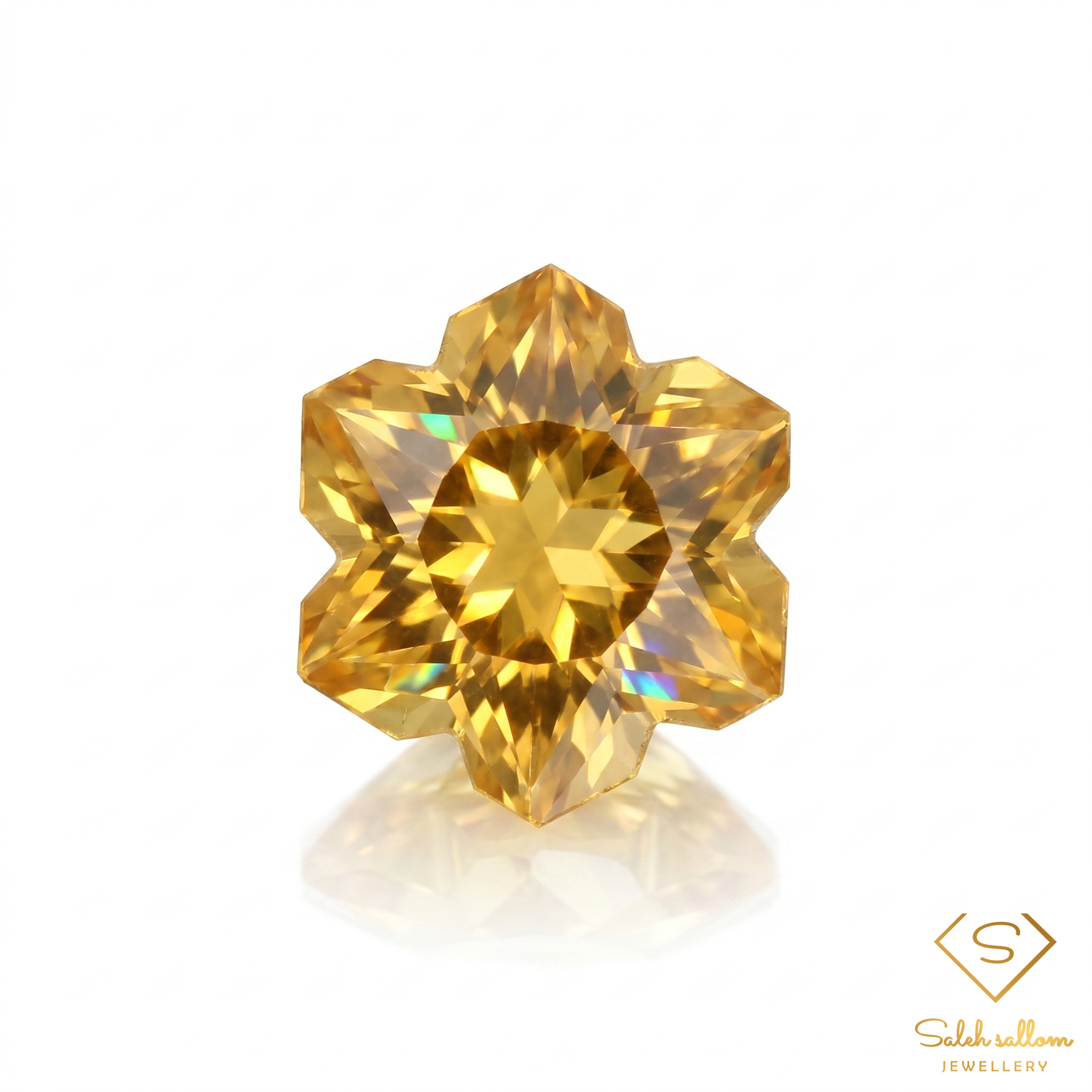 Natural Citrine | 1.50 Carat Custom Snowflake Fantasy Cut | Precision Artistic Golden Citrine Main image