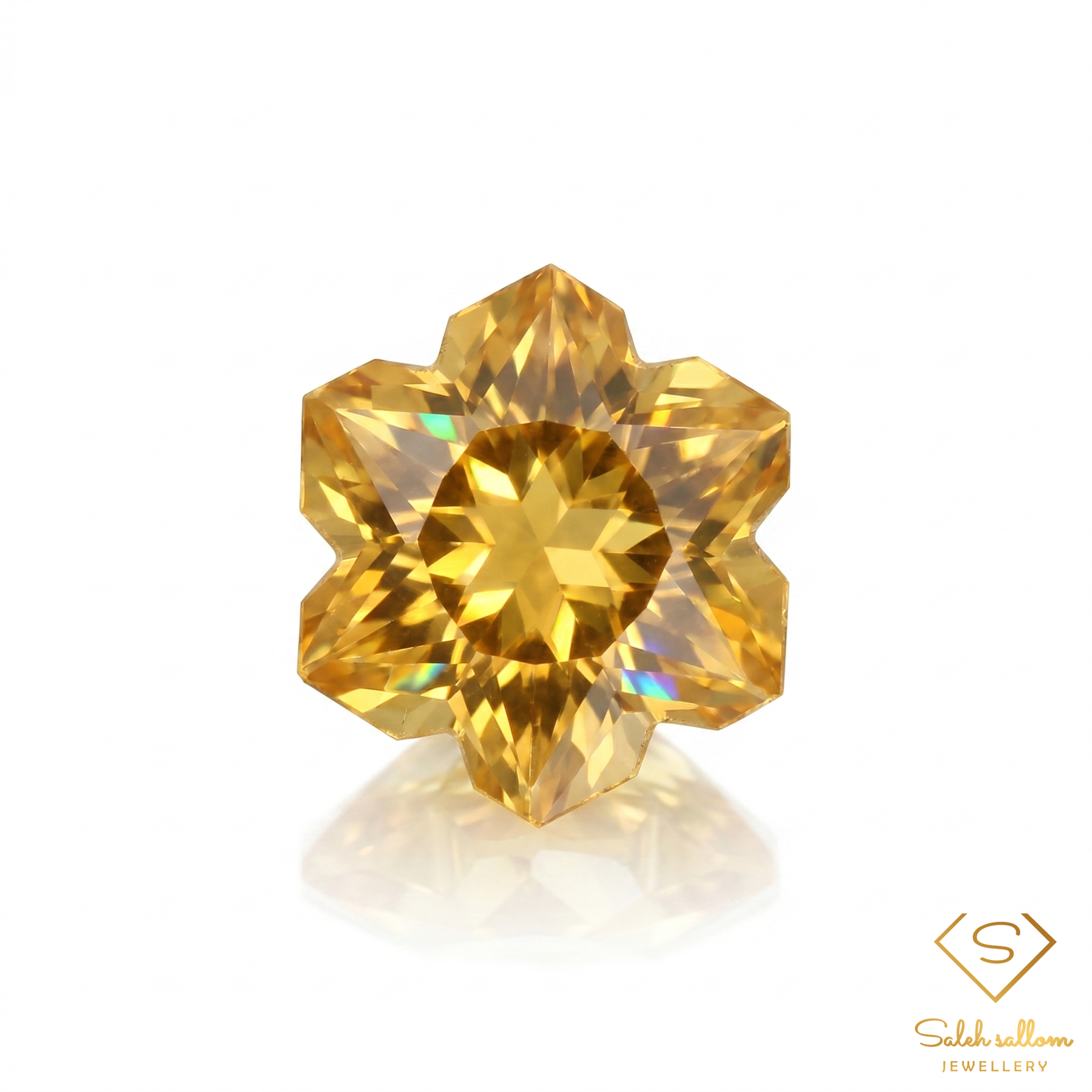 Natural Citrine | 1.50 Carat Custom Snowflake Fantasy Cut | Precision Artistic Golden Citrine