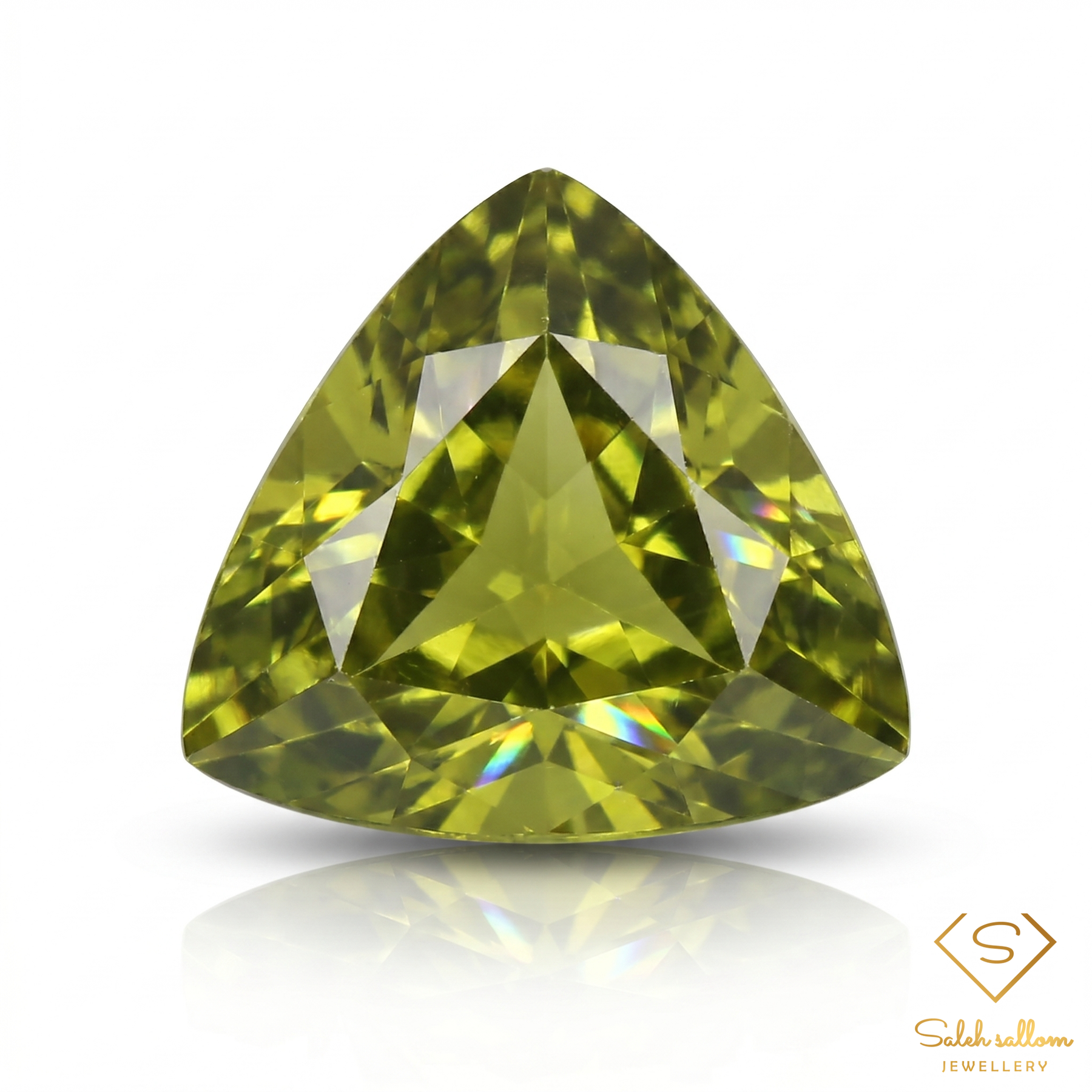 Natural Peridot | 1.65 Carat Trillion Cut | Vibrant Olive Green Peridot Gemstone