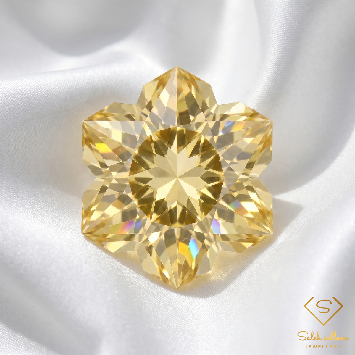 Natural Citrine | 1.97 Carat Custom Snowflake Fantasy Cut | Precision Artistic Golden Citrine
