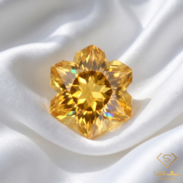 Natural Citrine | 1.50 Carat Custom Snowflake Fantasy Cut | Precision Artistic Golden Citrine