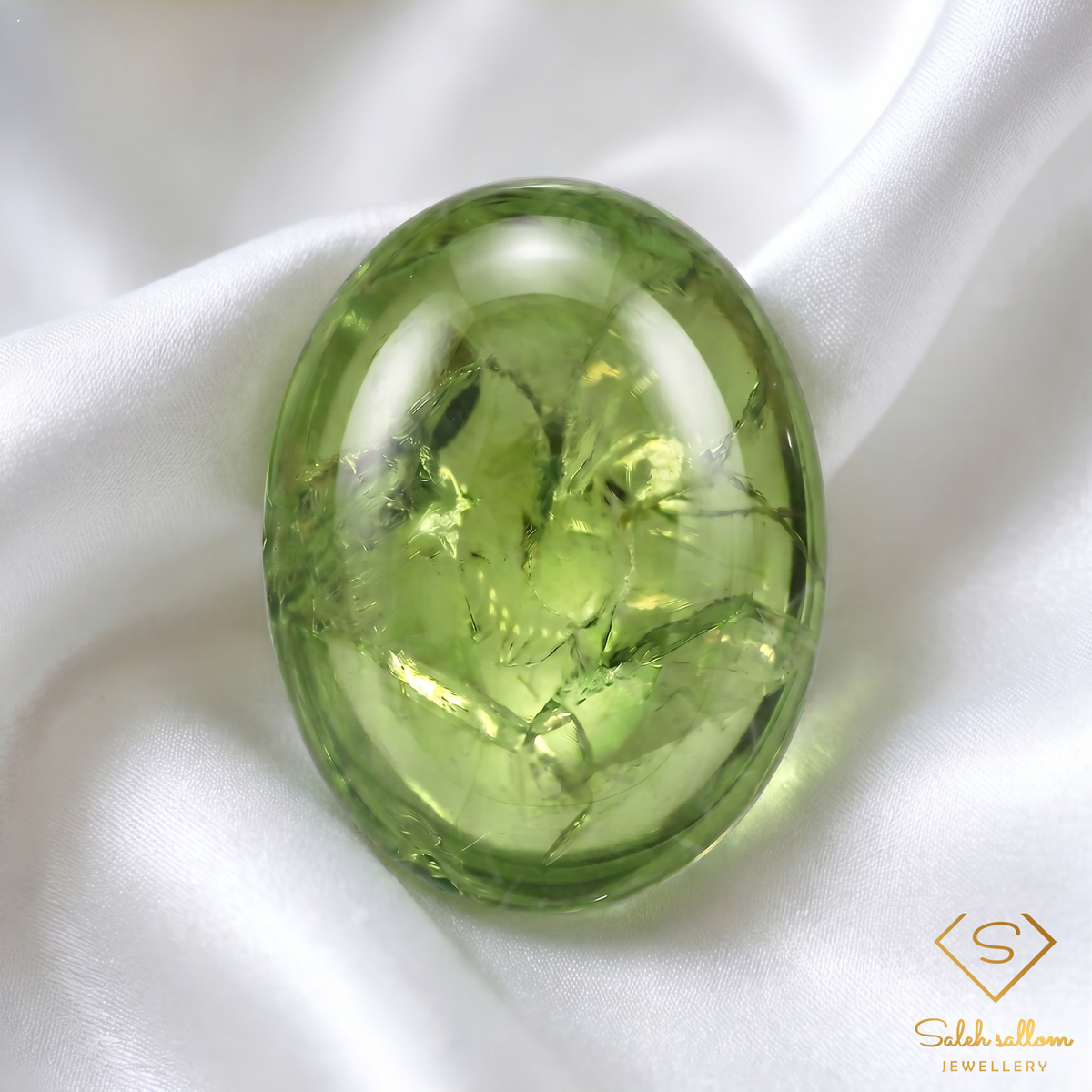 Natural Peridot Cabochon | 1.53 Carat Oval Cut | Transparent Green Peridot Gemstone