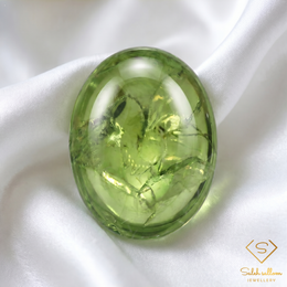 Natural Peridot Cabochon | 1.53 Carat Oval Cut | Transparent Green Peridot Gemstone