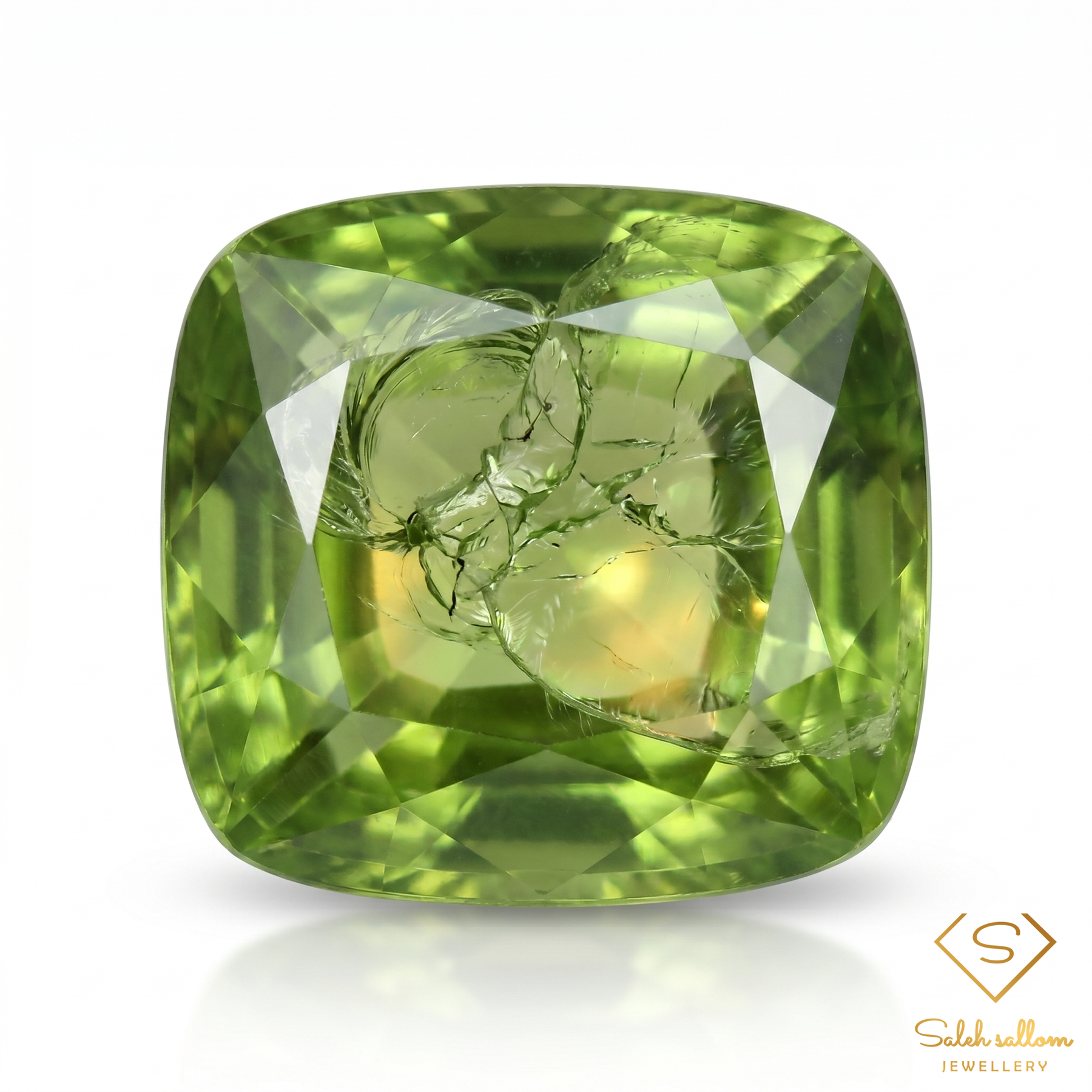 Natural Peridot | 2.29 Carat Cushion Cut | Transparent Green Peridot Gemstone