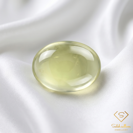 Natural Prehnite | 2.59 Carat Oval Cabochon | Translucent Apple Green Gemstone