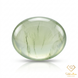 Natural Prehnite | 4.02 Carat Oval Cabochon | Translucent Pale Green Gemstone