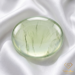 Natural Prehnite | 4.02 Carat Oval Cabochon | Translucent Pale Green Gemstone