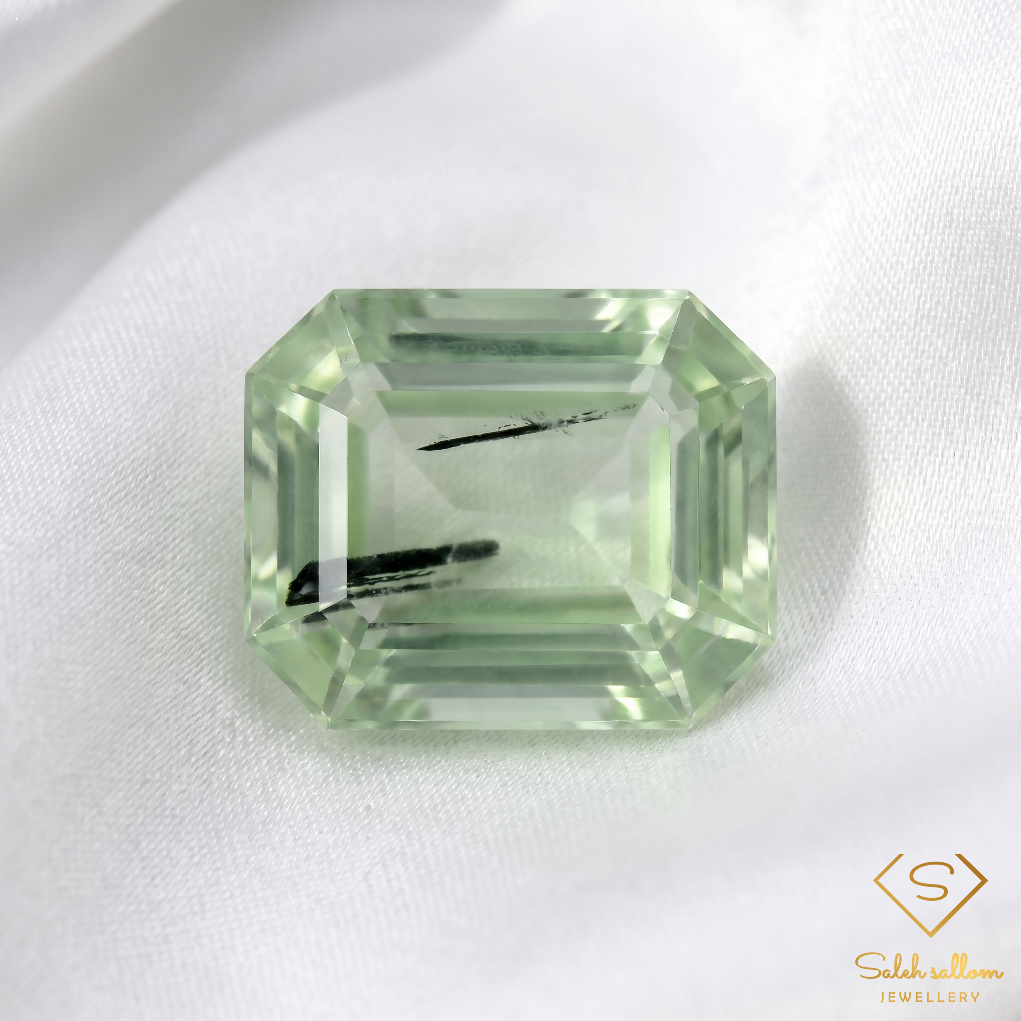 Natural Prehnite with Epidote Inclusions | 7.19 Carat Emerald Cut | Collector Gemstone Secondary image