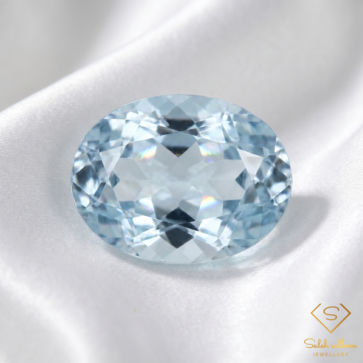 Natural Aquamarine | 1.12 Carat Oval Mixed Cut | Light Blue Transparent Aquamarine Gemstone