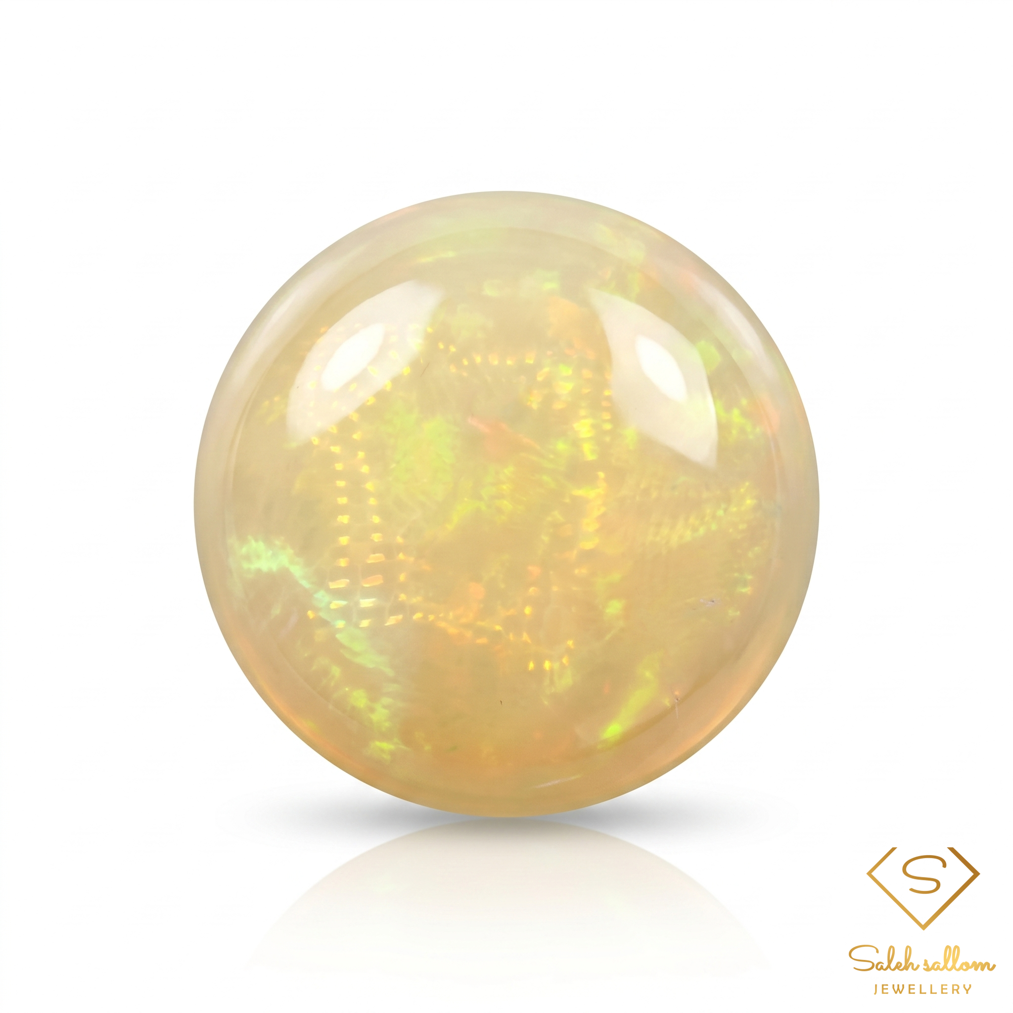 Natural Precious Opal | 0.23 Carat Round Cabochon | Honey Crystal Opal with Green-Gold Play-of-Color Main image