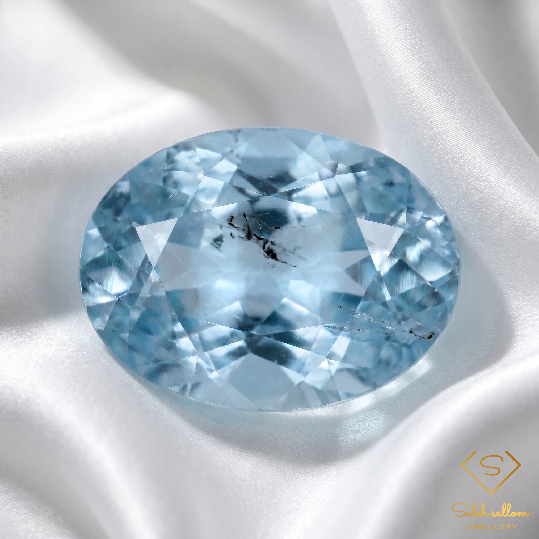 Natural Aquamarine | 1.10 Carat Oval Mixed Cut | Light Blue Included Aquamarine Gemstone Secondary image