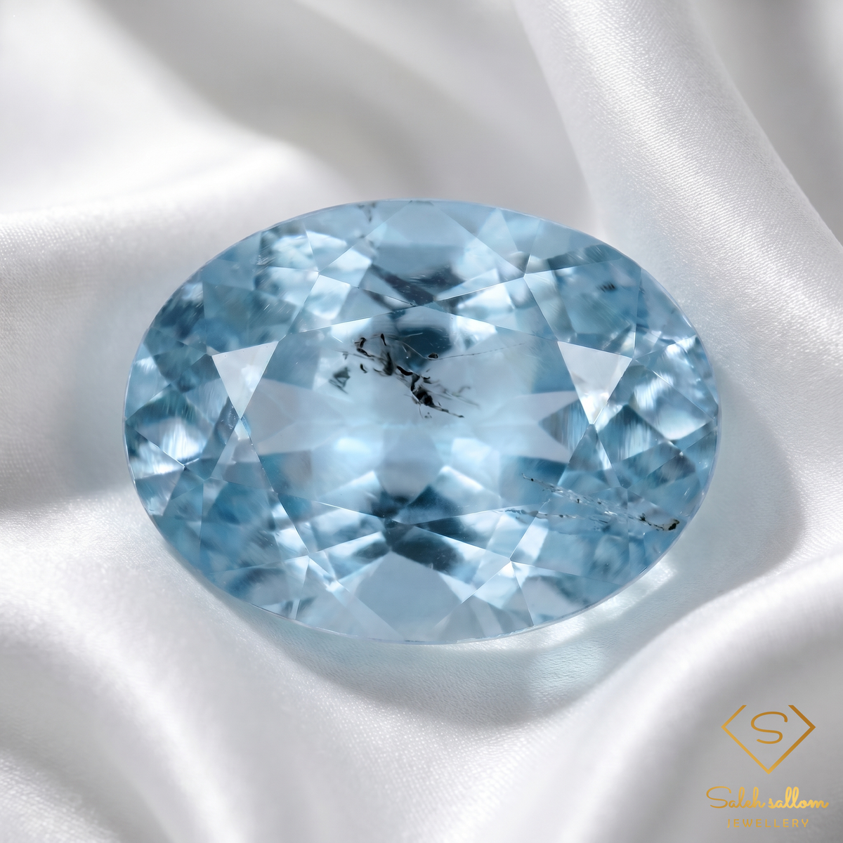 Natural Aquamarine | 1.10 Carat Oval Mixed Cut | Light Blue Included Aquamarine Gemstone