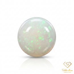 Natural Precious Opal | 0.42 Carat Round Cabochon | White Crystal Opal with Bright Green Play-of-Color