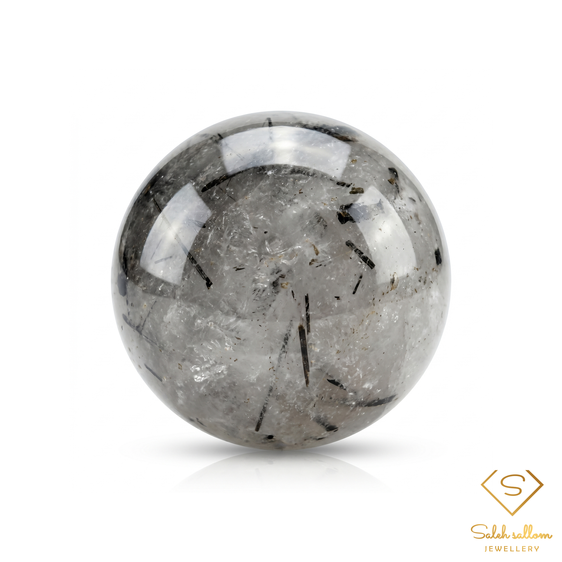 Natural Tourmalinated Quartz | 20.24 Carat Round Cabochon | Black Tourmaline Inclusions in Quartz