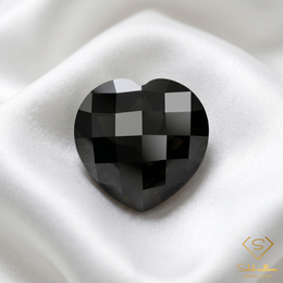 Natural Black Spinel | 5.76 Carat Heart Checkerboard Cut Gemstone | Premium Black Spinel